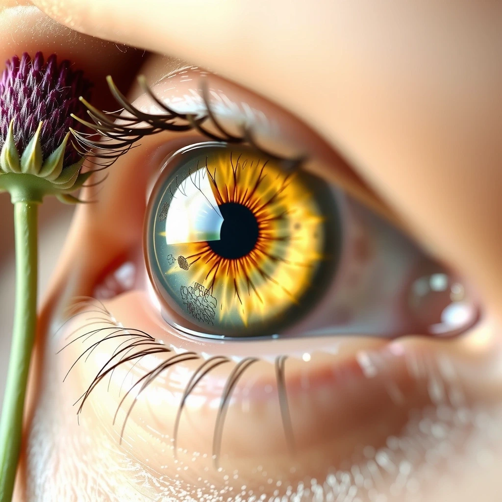 Makroaufnahme eines Auges mit gelblichem Schimmer